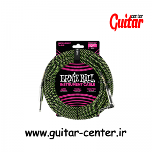 Ernie Ball 10′ Braided Straight / Angle Instrument Cable – Black / Green
